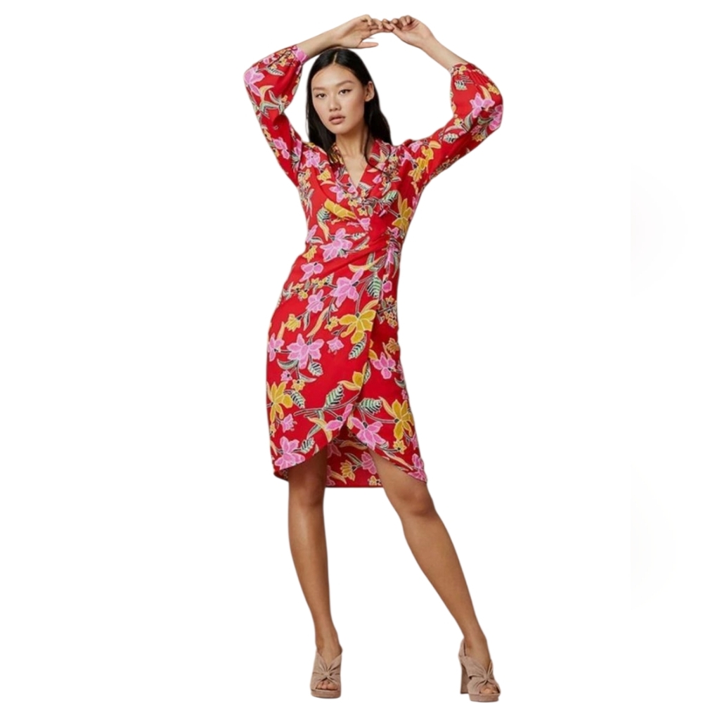 Diane Von Furstenberg Red Asymmetrical Sheath Dress